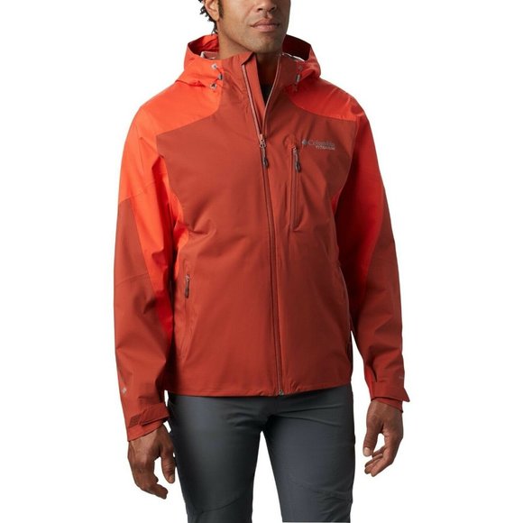 NEW NWT Mens Columbia Titan Pass 2.5L Shell Red Hooded Jacket 1888941835